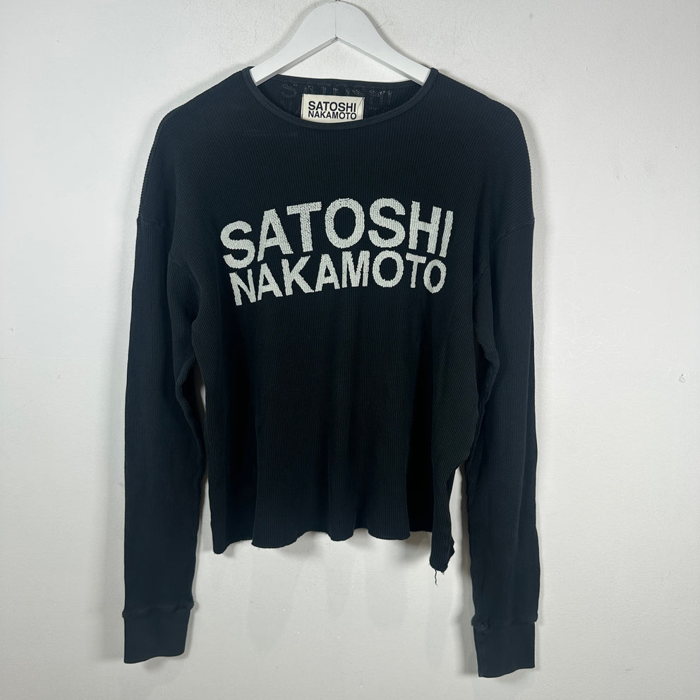 Satoshi Nakamoto Spell Out Logo Black Thermal Longsleeve