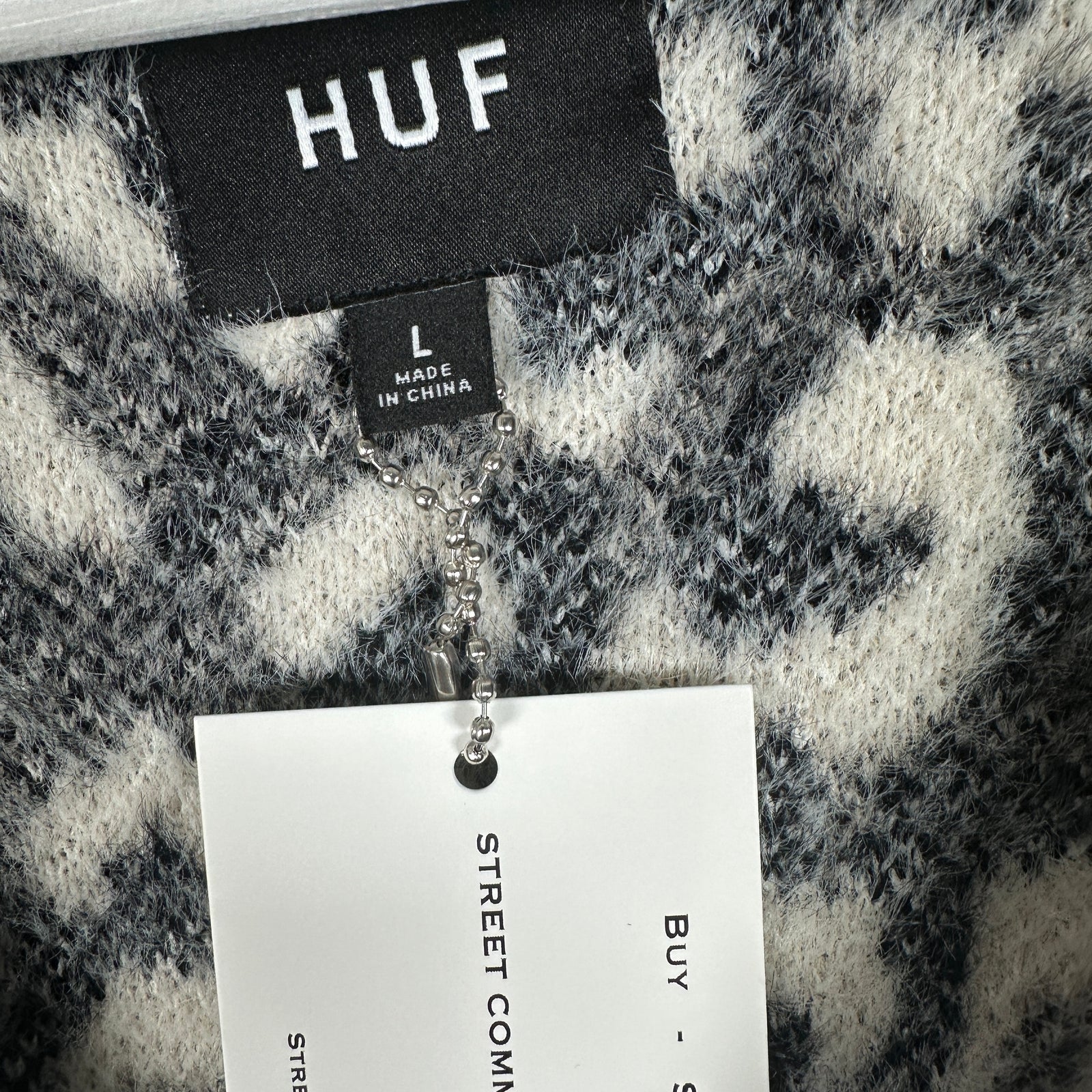 Huf Animal Print Knit Caradigan Size L