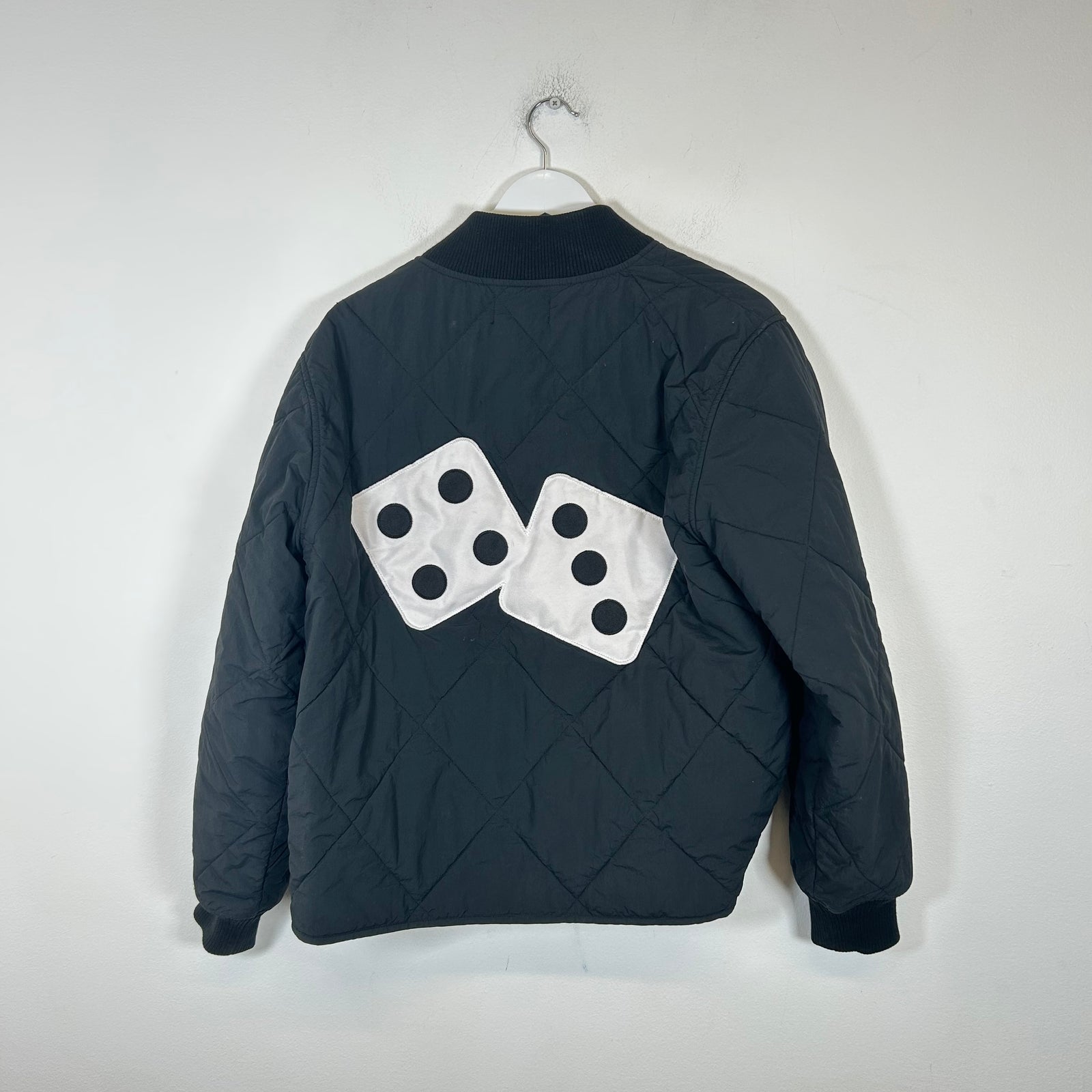 Stussy Black Quilted Dice Logo Jacket Size S