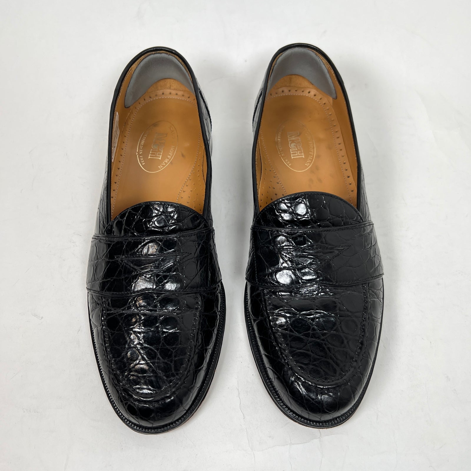 Maus & Hoffman Black Crocodile Loafers Size 9.5