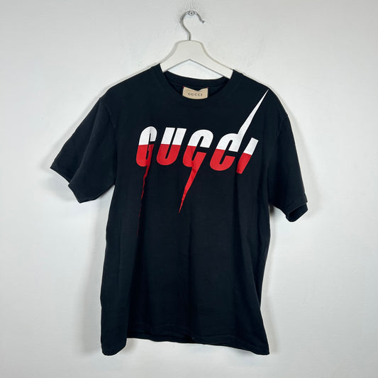 Gucci Black/Red Blade Logo T-Shirt Size M