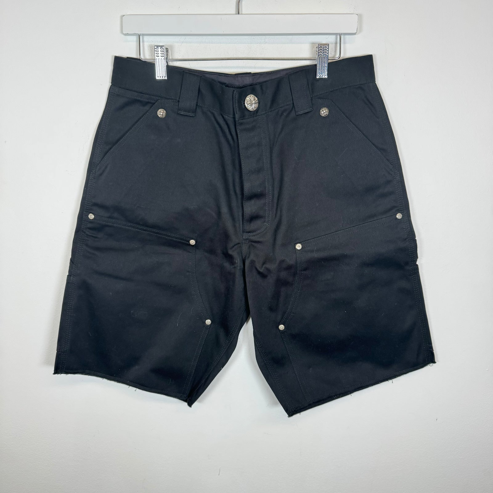 Chrome Hearts Black Double Knee Denim Carpenter Shorts Size 32