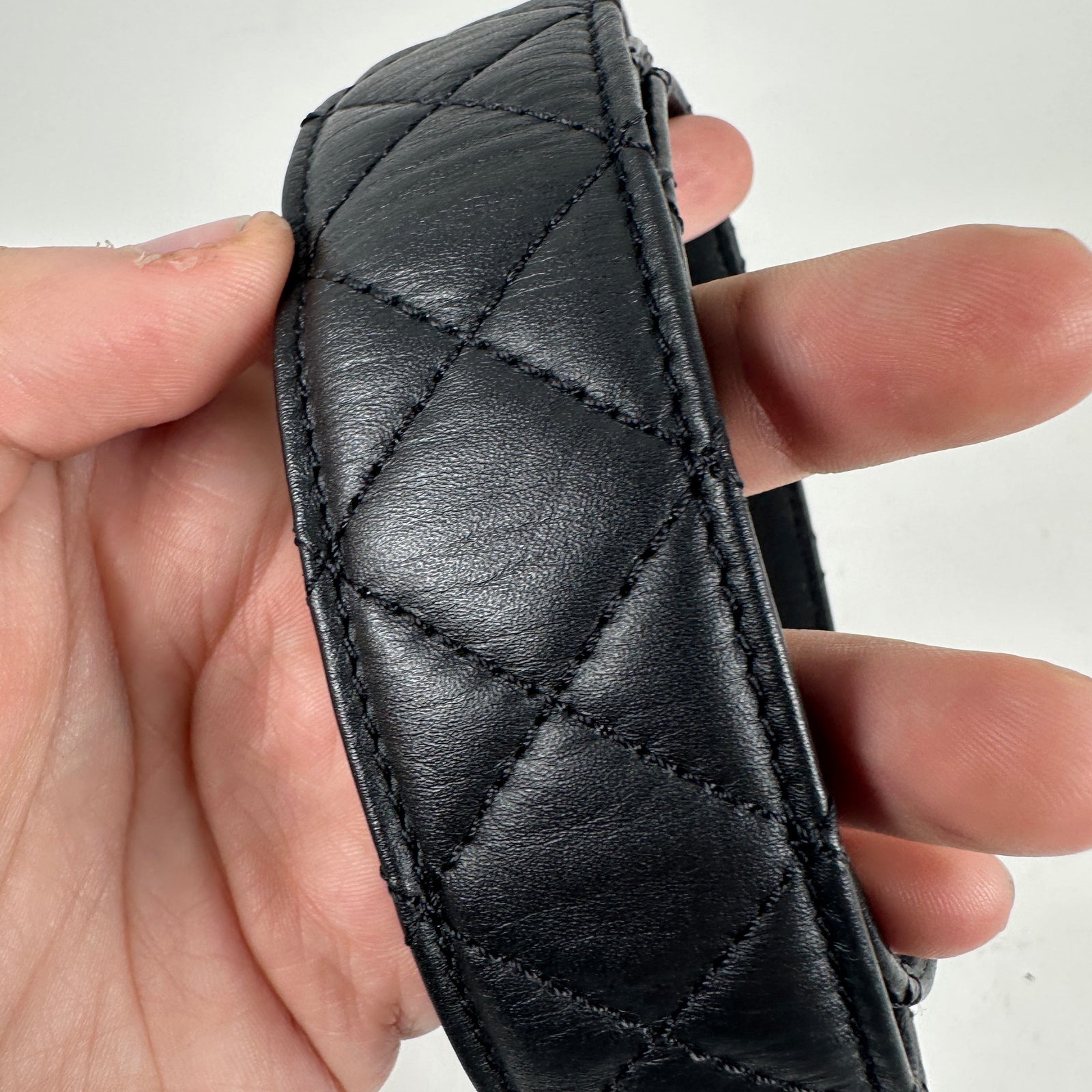 Chanel Black/Gold Quilted 'CC' Belt Size 32