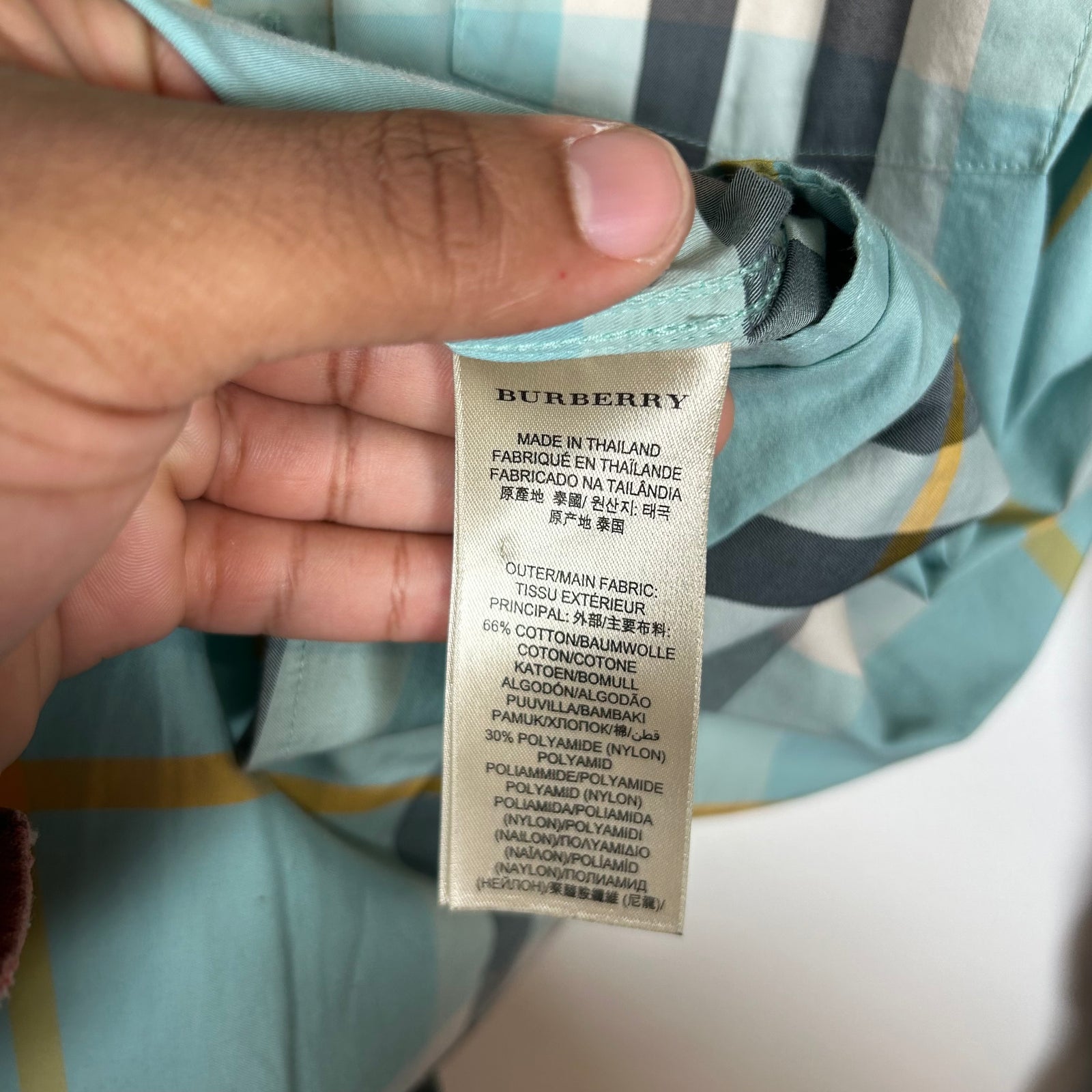 Burberry Brit Teal/Yellow Check LS Button Up Shirt