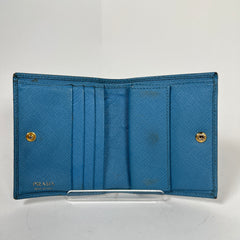 Prada Light Blue Saffiano Leather Wallet