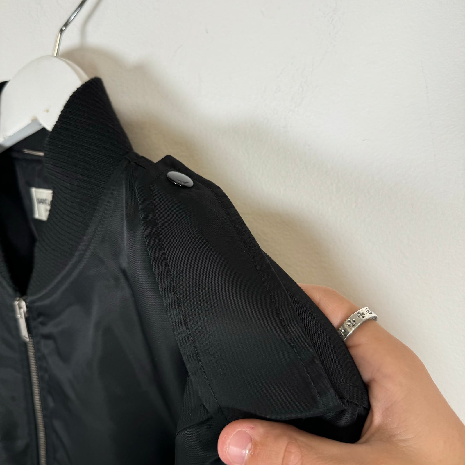 Saint Laurent Black Nylon MA-1 Bomber Size 48