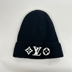 Louis Vuitton Black Wool Logo Beanie Size OS