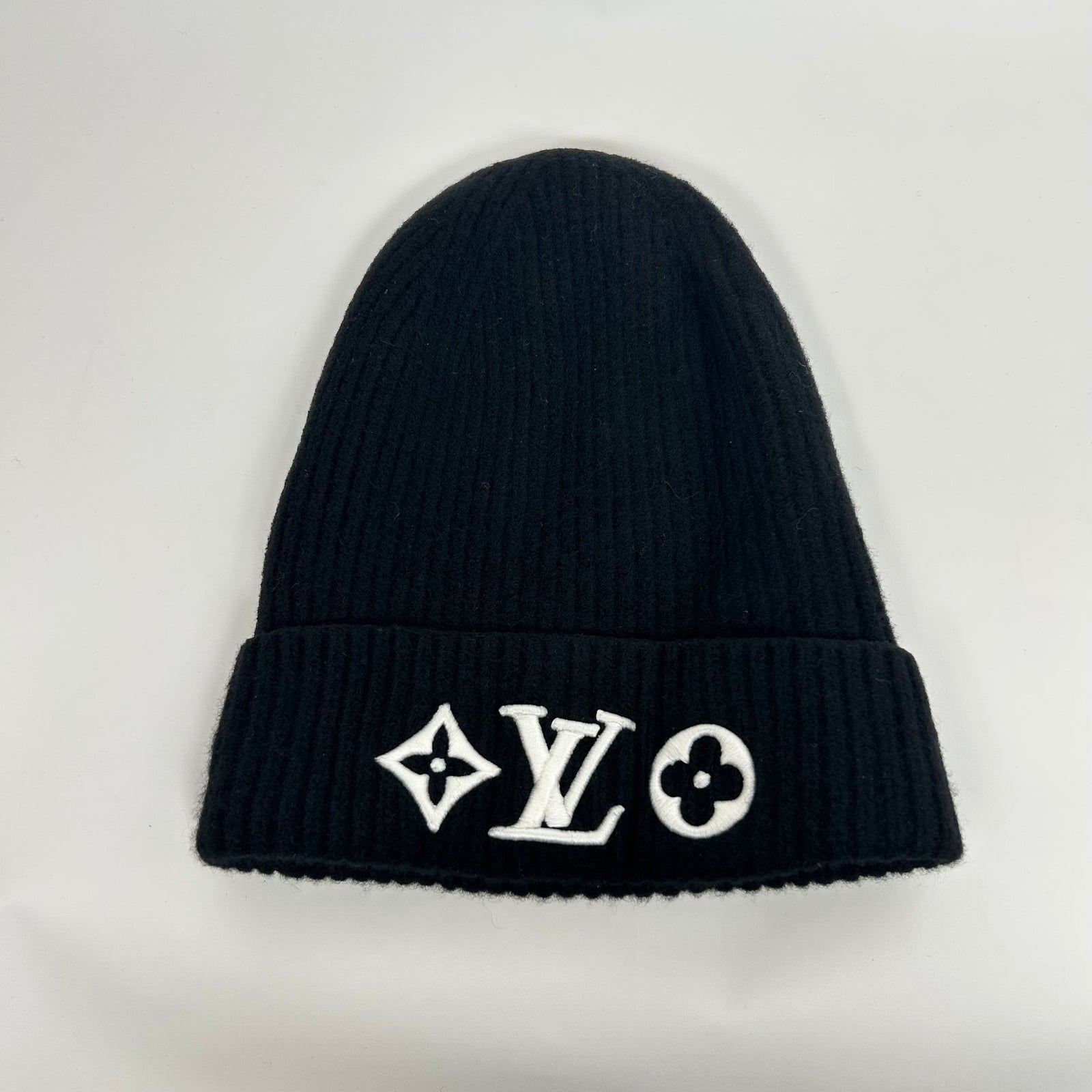 Louis Vuitton Black Wool Logo Beanie Size OS