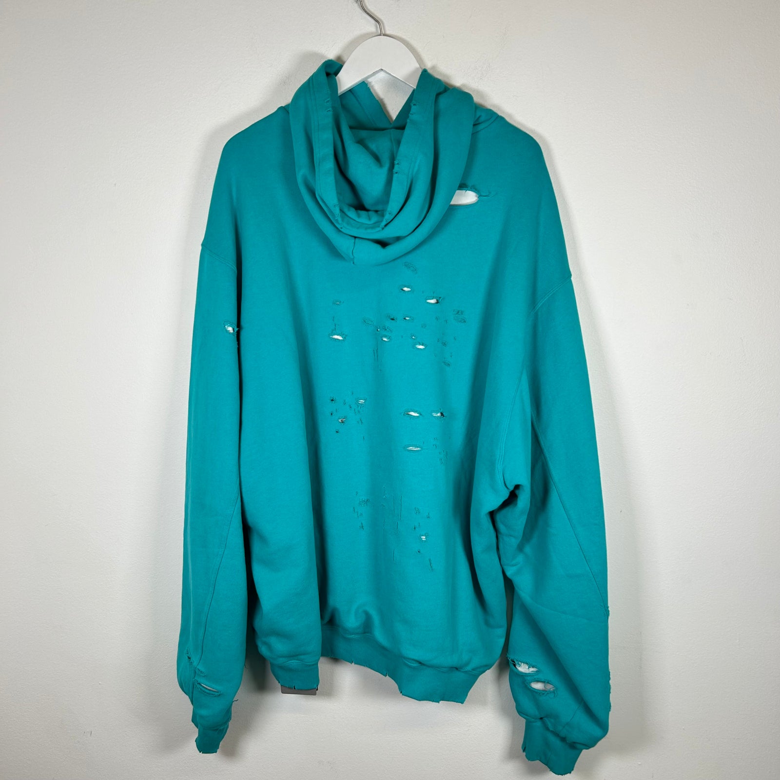 Balenciaga Lake Blue Destroyed Hoodie Size M