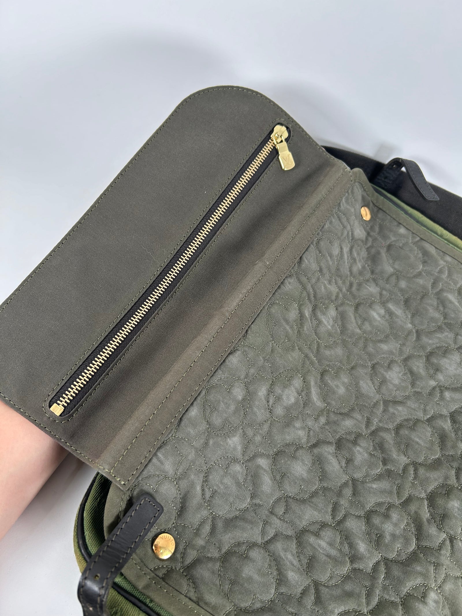 Louis Vuitton Mini Sac Maman Green Canvas Monogram Strap Bag