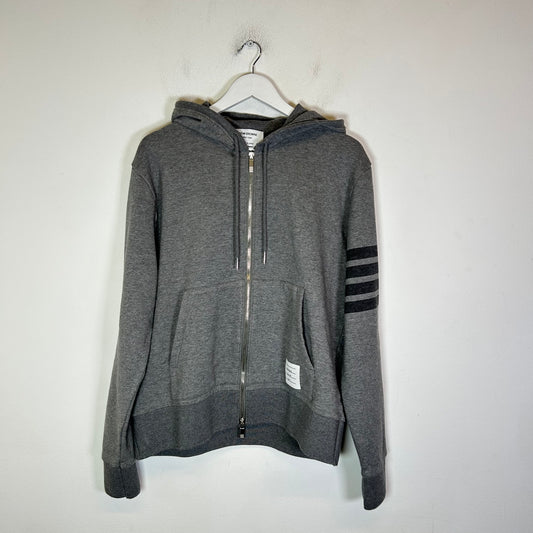 Thom Browne Grey Tonal 4 Bar Zip-Up Hoodie Size 4