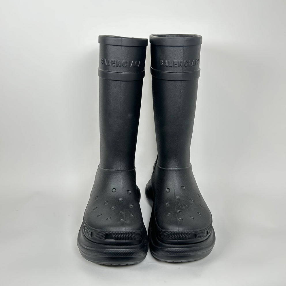 Balenciaga x Croc Black Rubber Boots Size 36