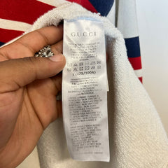 Gucci Cream Interlocking G Logo Striped Hoodie Size L