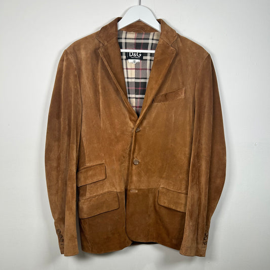 Dolce & Gabbana Brown Suede Blazer Size 48