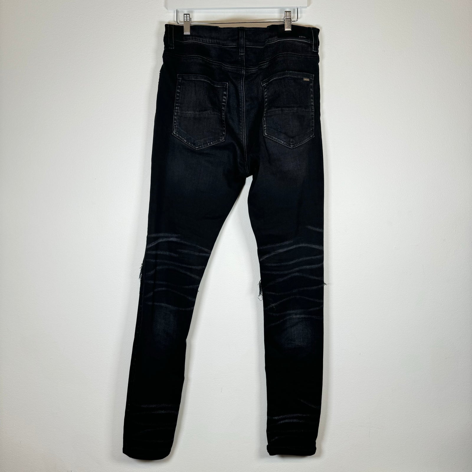 Amiri Black Glitter Patched Thrashed Jeans Size 36