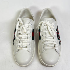 Gucci White Embroidered Snake Ace Lowtop Sneakers