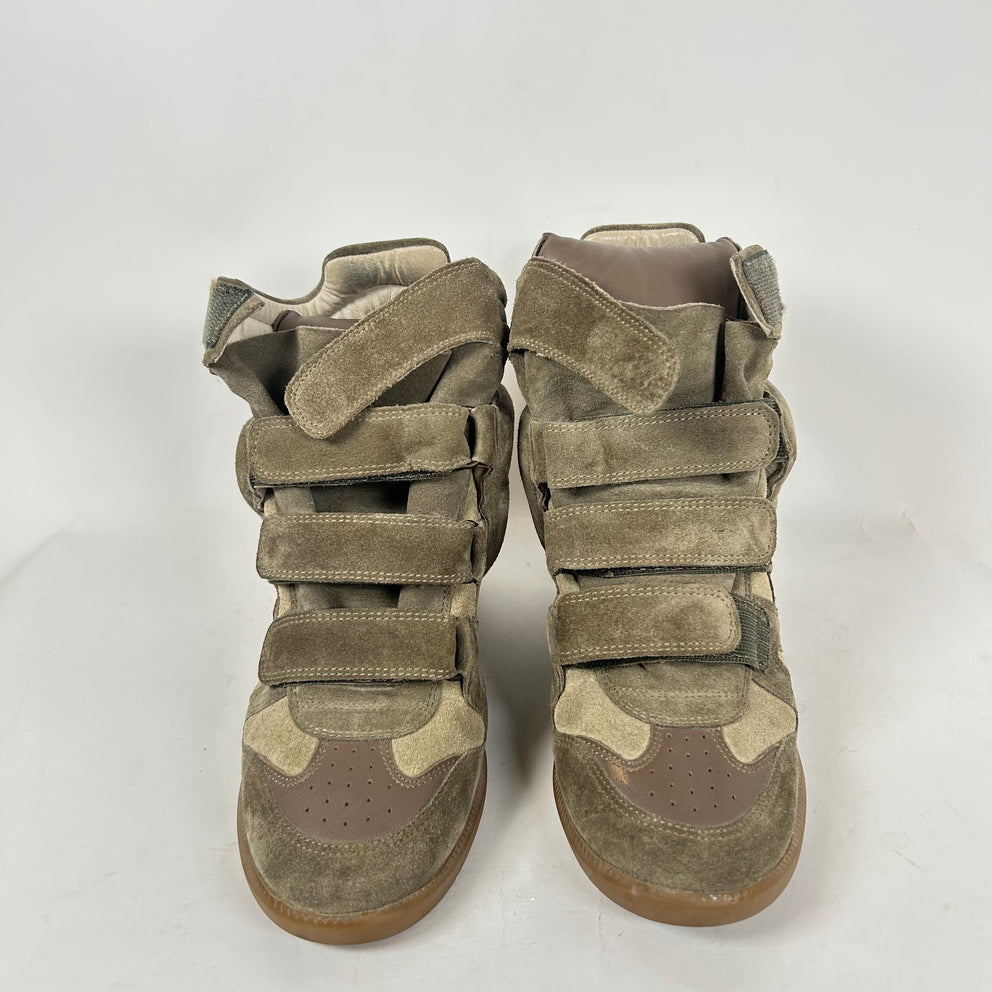 Isabel Marant Beige Leather Suede Bekket Sneaker Size 40