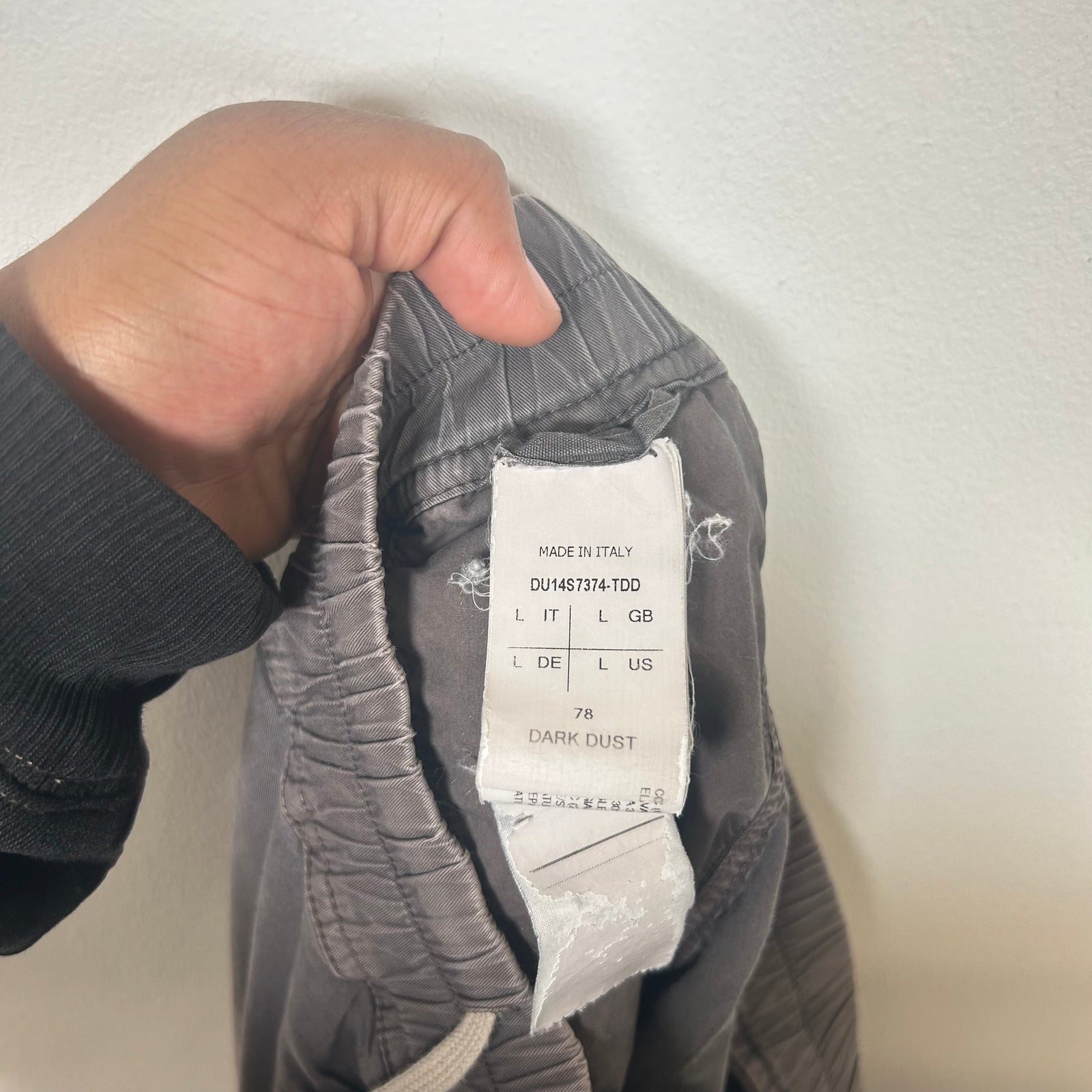 Rick Owens Drkshdw Dust Drop Crotch Pants Size L