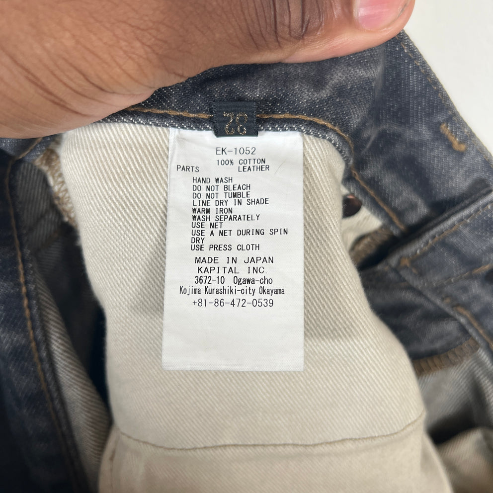 Kapital Washed Grey Bone Denim Shorts Size 32