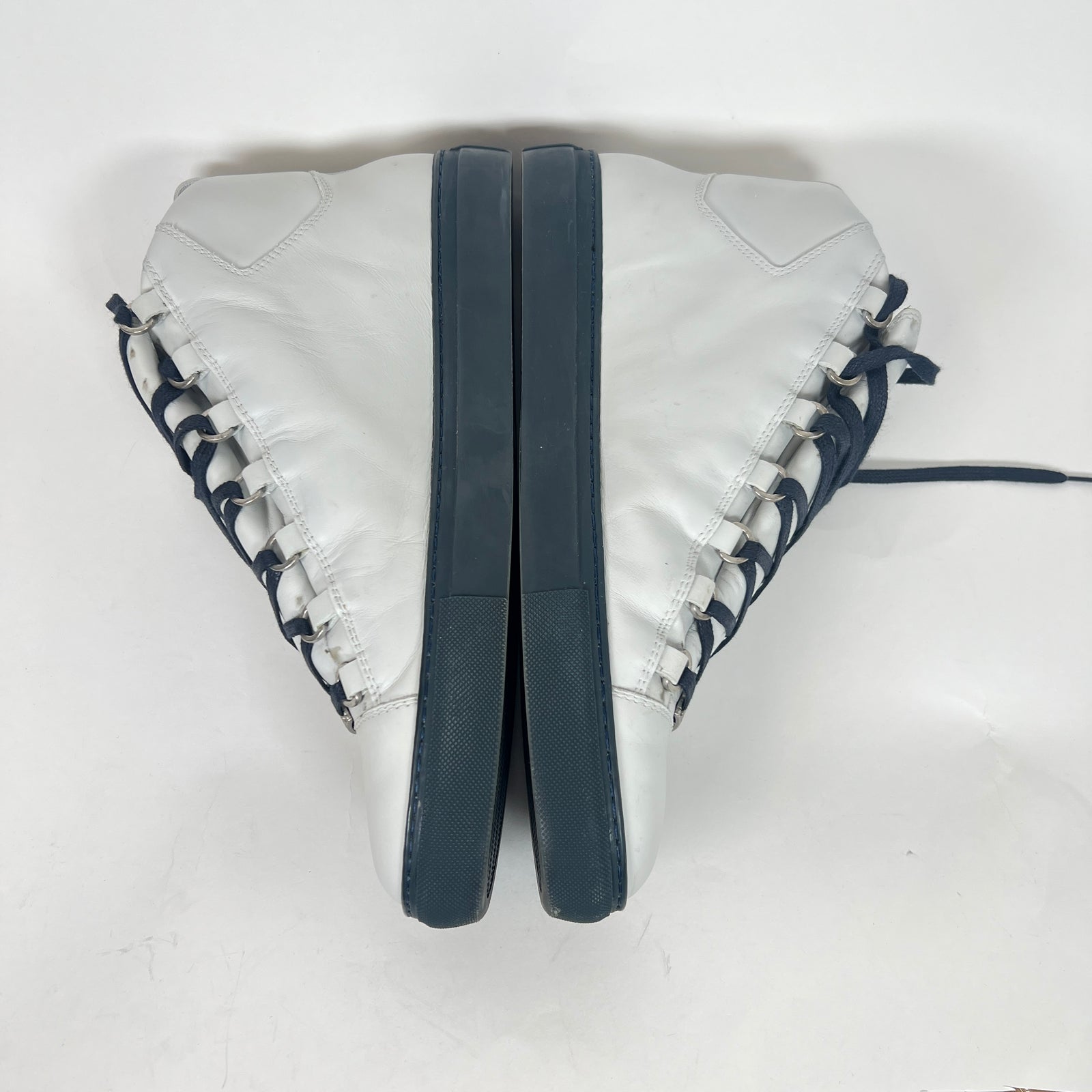 Balenciaga White/Navy High-Top Arena Sneaker Size 44