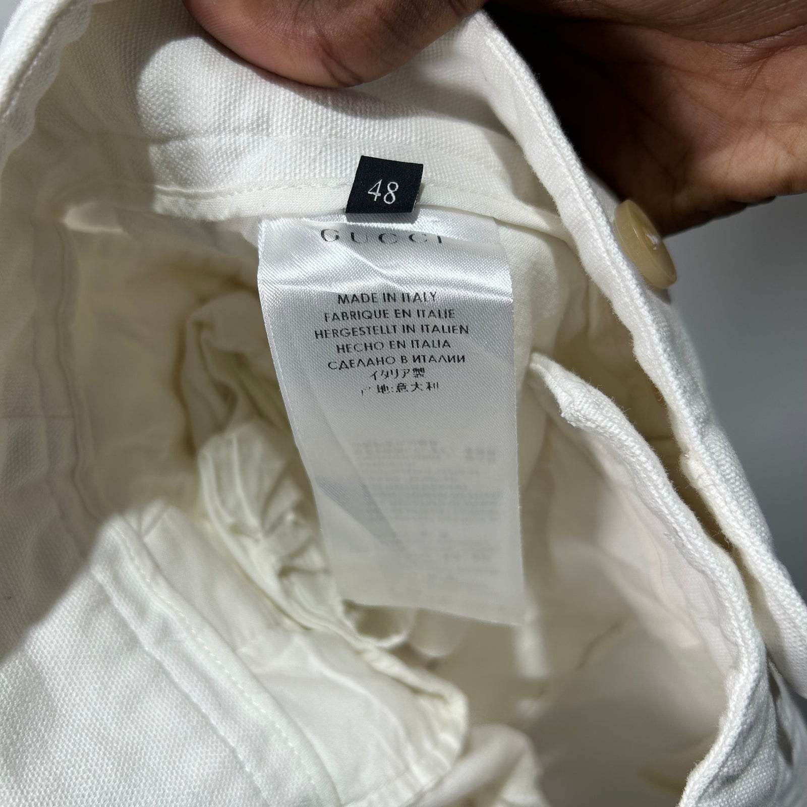 Gucci White High Waisted Button-Up Pants Size 32