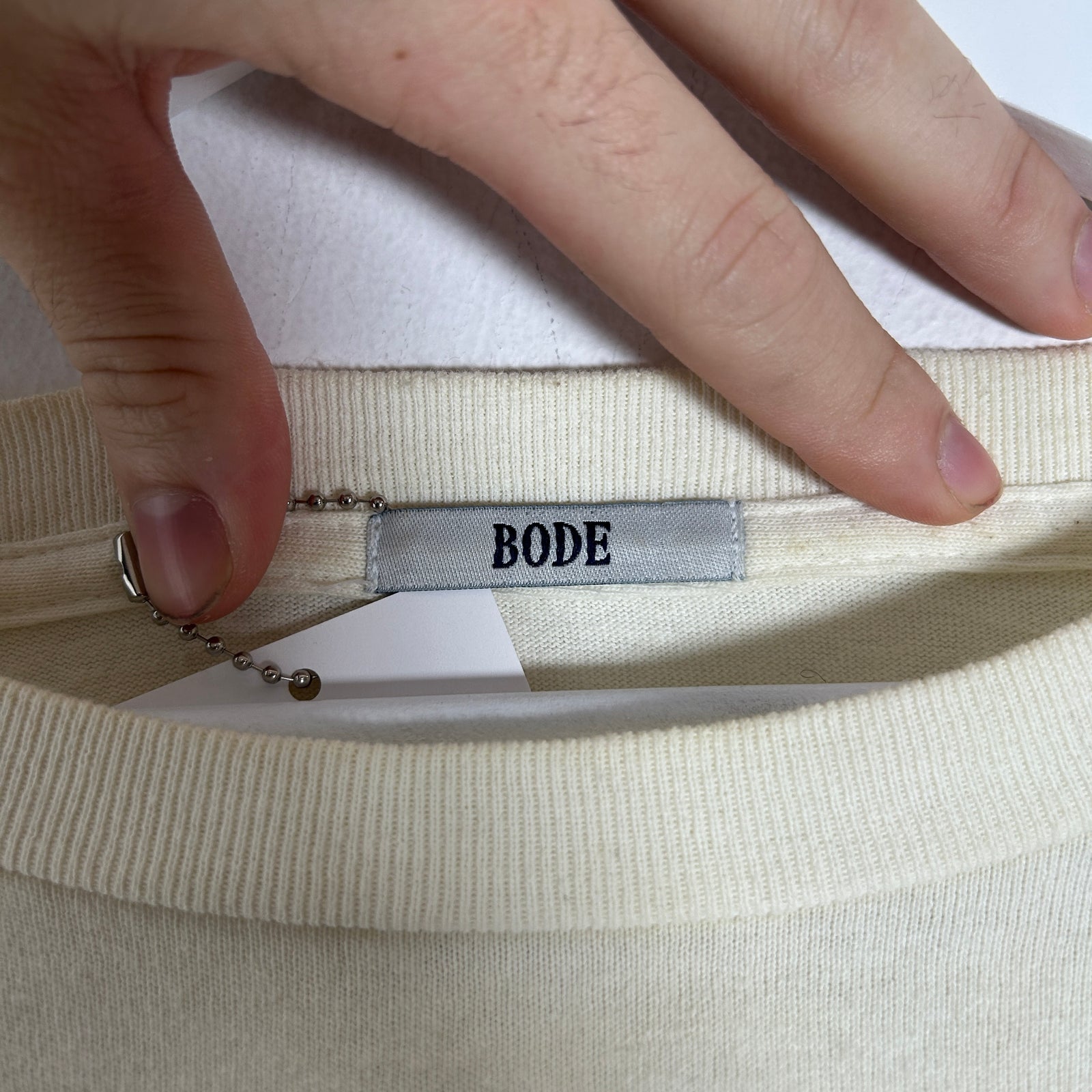 Bode Sequin Applique White T-Shirt Size XL