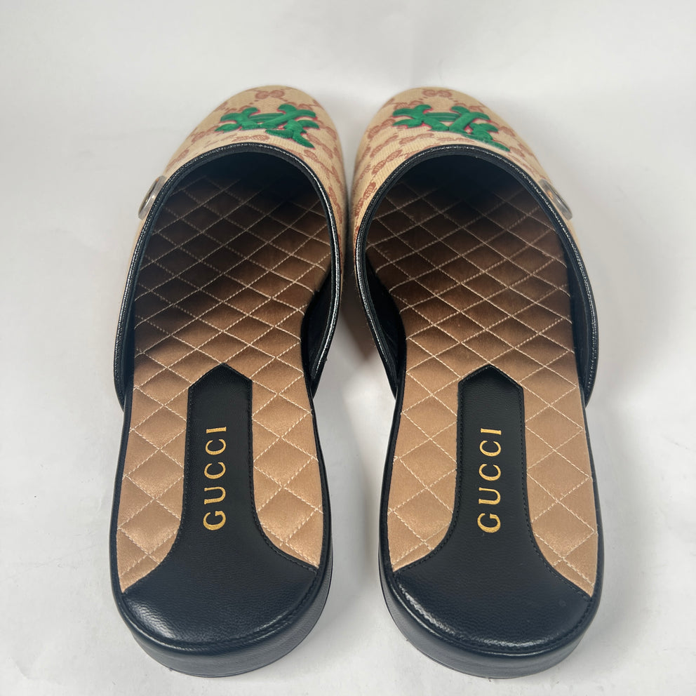 Gucci Beige LA Angels GG Monogram Mules Size GG 9.5