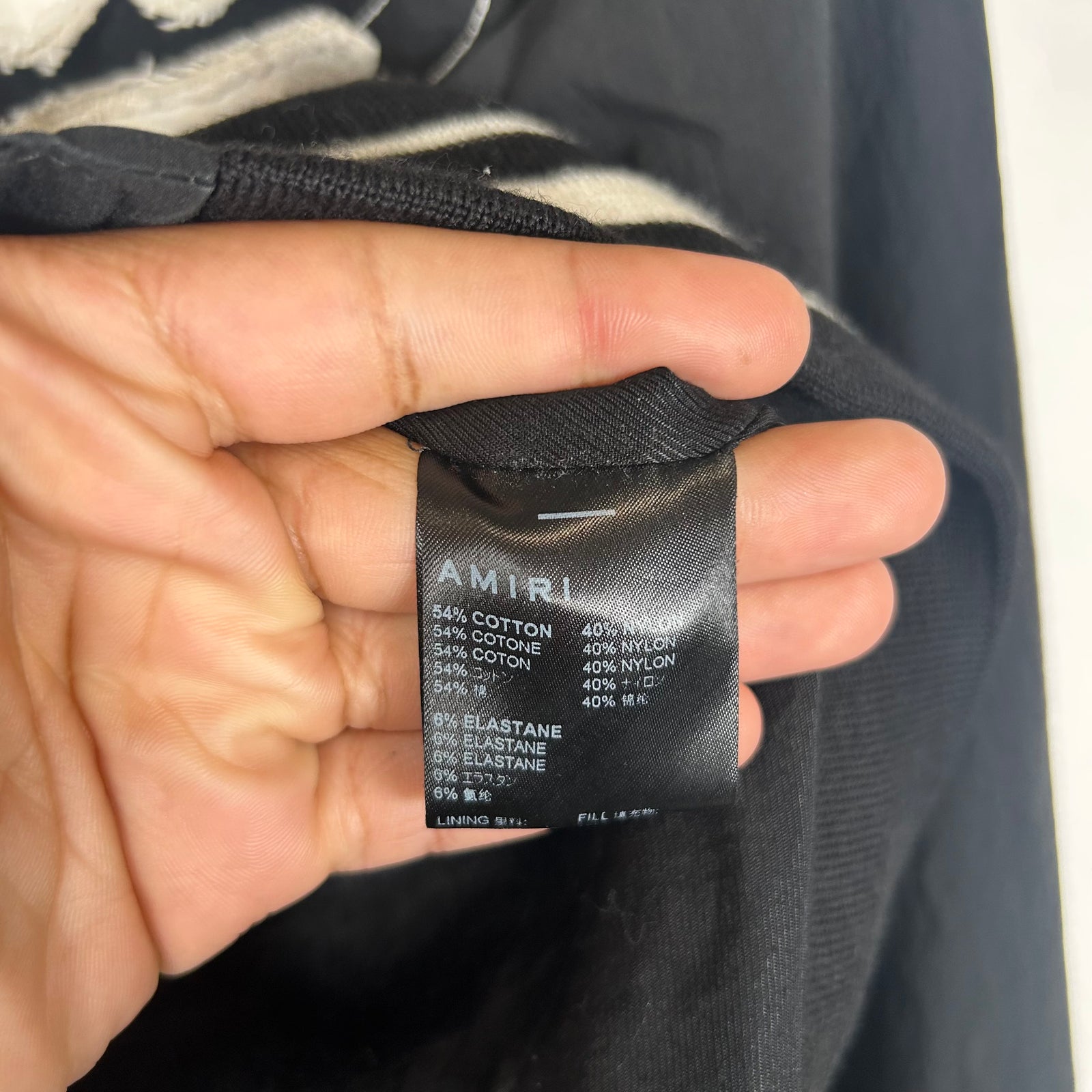 Amiri Black Distressed Nylon Bomber Jacket Size L