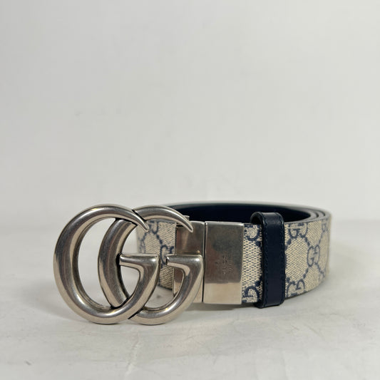 Gucci Silver GG Marmont Reversible Belt