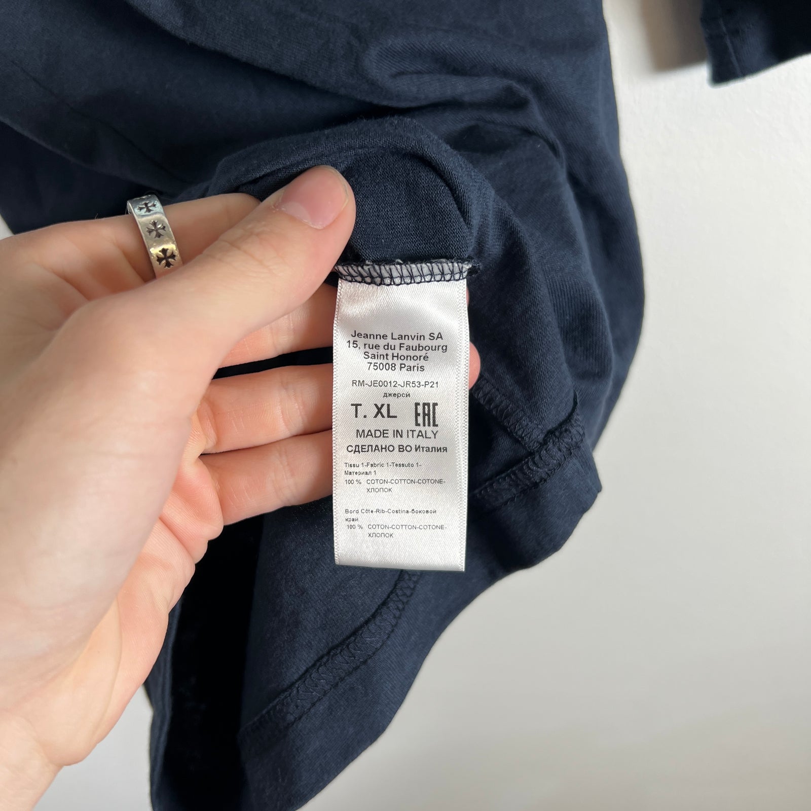 Lanvin Navy Spiral Logo Tee Size XL