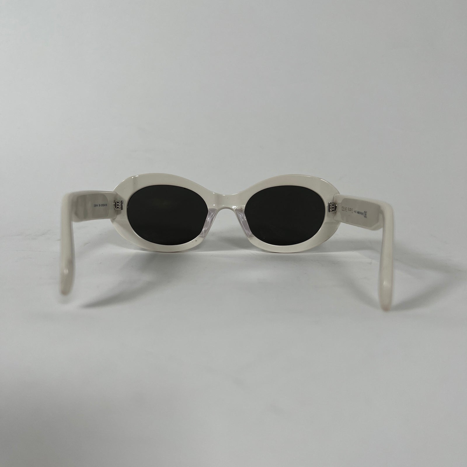 Celine White Triomphe Oval Sunglasses