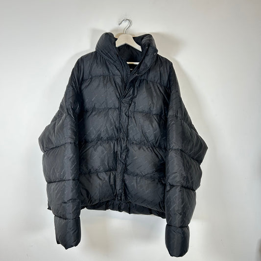 Balenciaga Black/Black All Over Logo Puffer Jacket Size 50