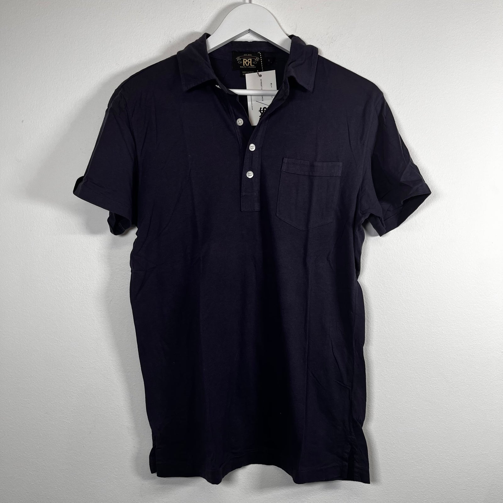 RRL Washed Navy 1/4 Polo Shirt Size M