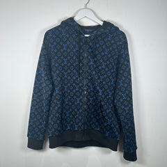 Louis Vuitton Blue/Black Monogram Zip Up Hoodie Size S