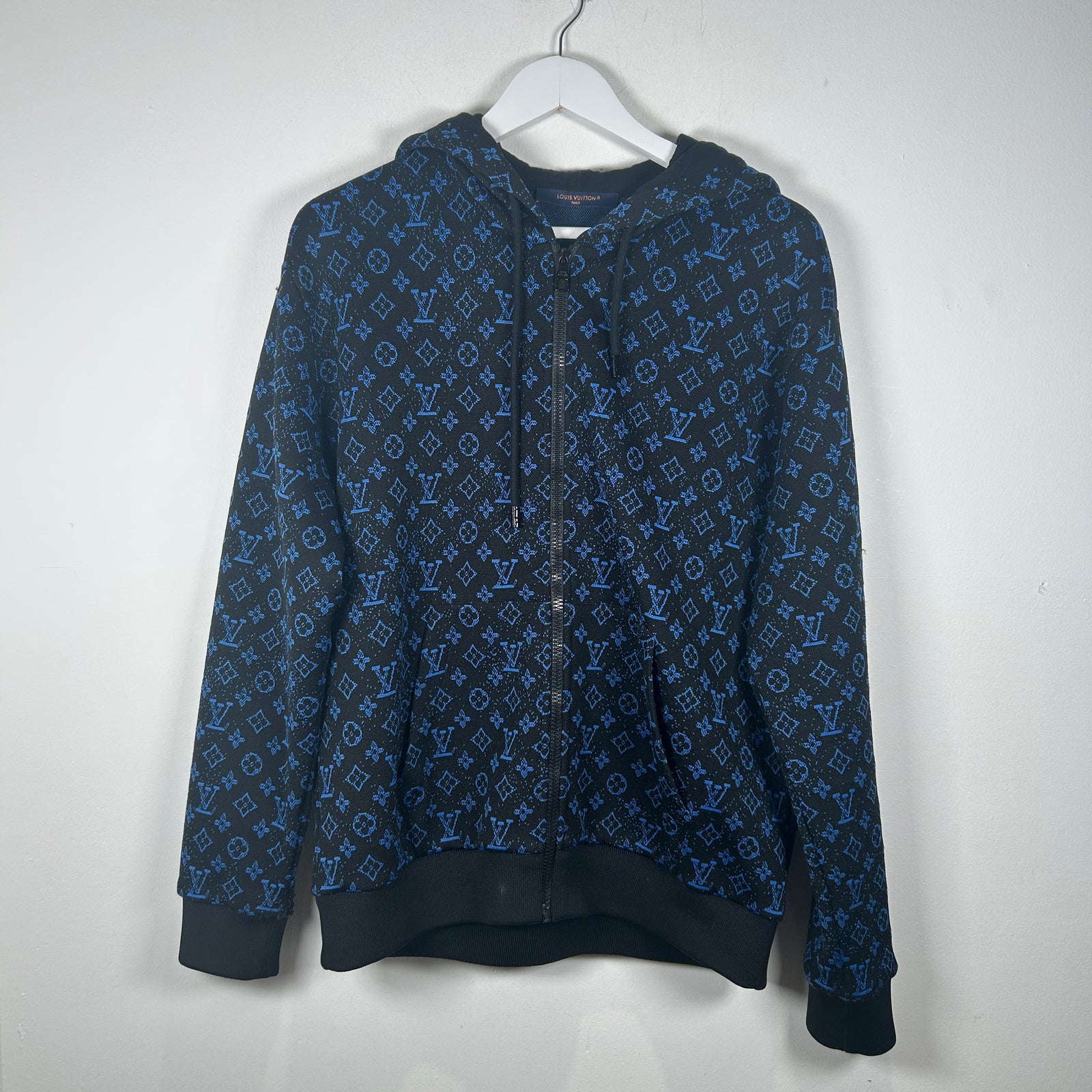 Louis Vuitton Blue/Black Monogram Zip Up Hoodie Size S
