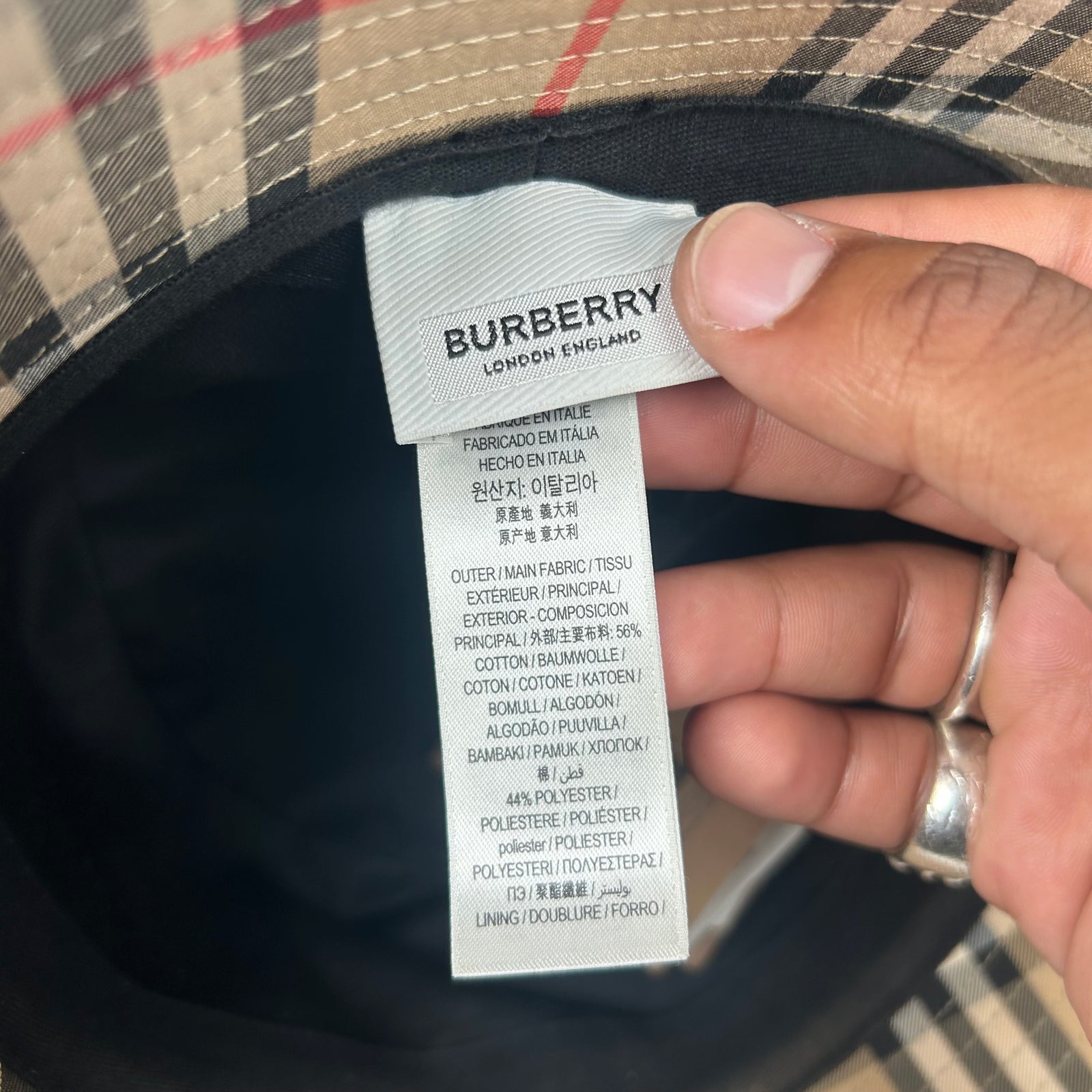 Burberry Tan Pattern Bucket Hat Size XL