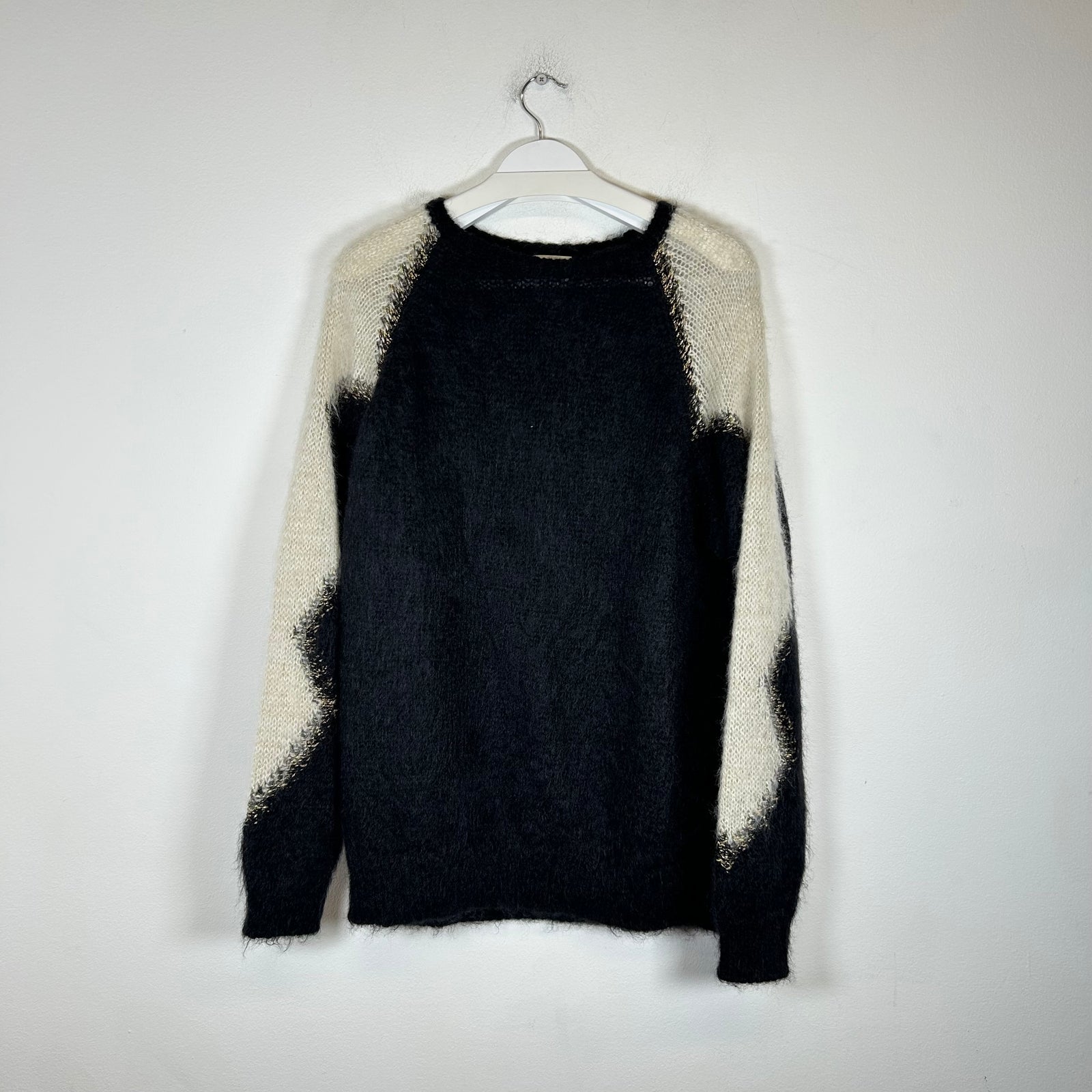 Saint Laurent Paris FW22 Color Block Mohair Sweater Size L