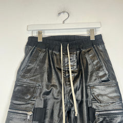 Rick Owens EDFU SS/23 Black Waxed Mastodon Cargo Joggers Size 28