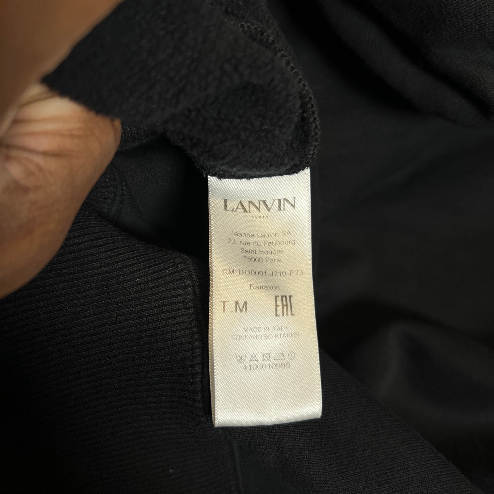 Lanvin Black Logo Hoodie Size M