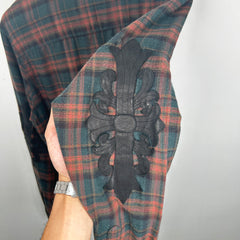 Chrome Hearts Brown/Green Floral Cross Patch Flannel Size L