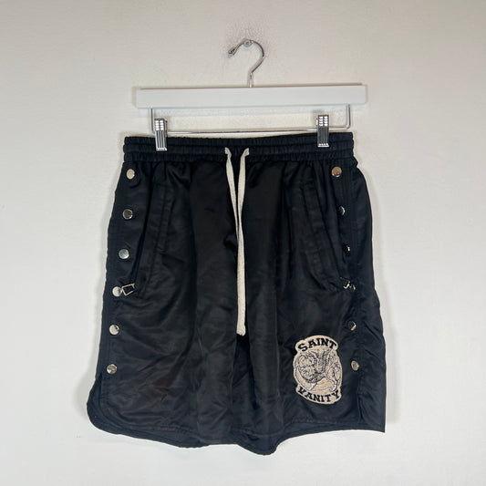 Saint Vanity Black Patch Logo Nylon Shorts Size M