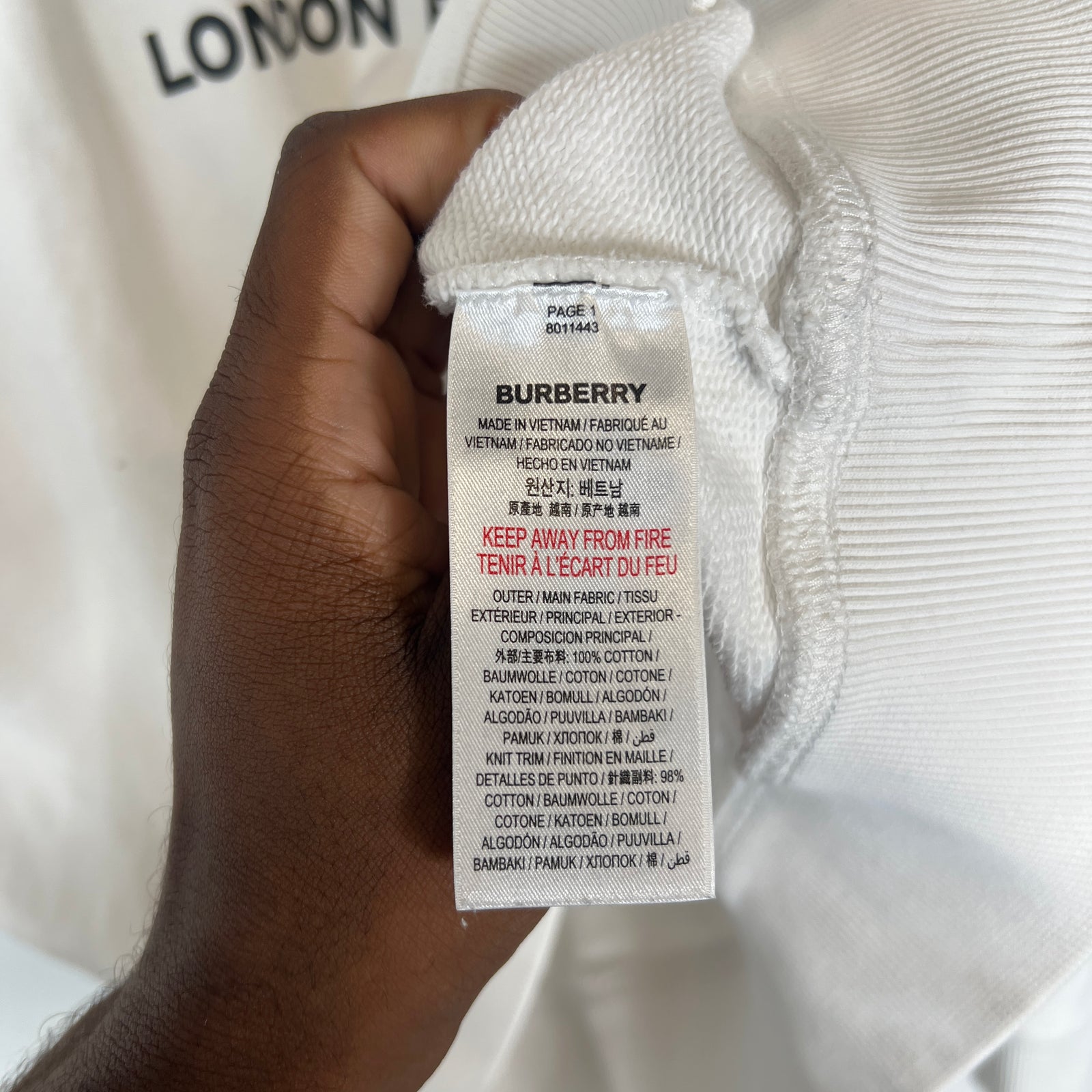 Burberry White Logo Sweater Size L