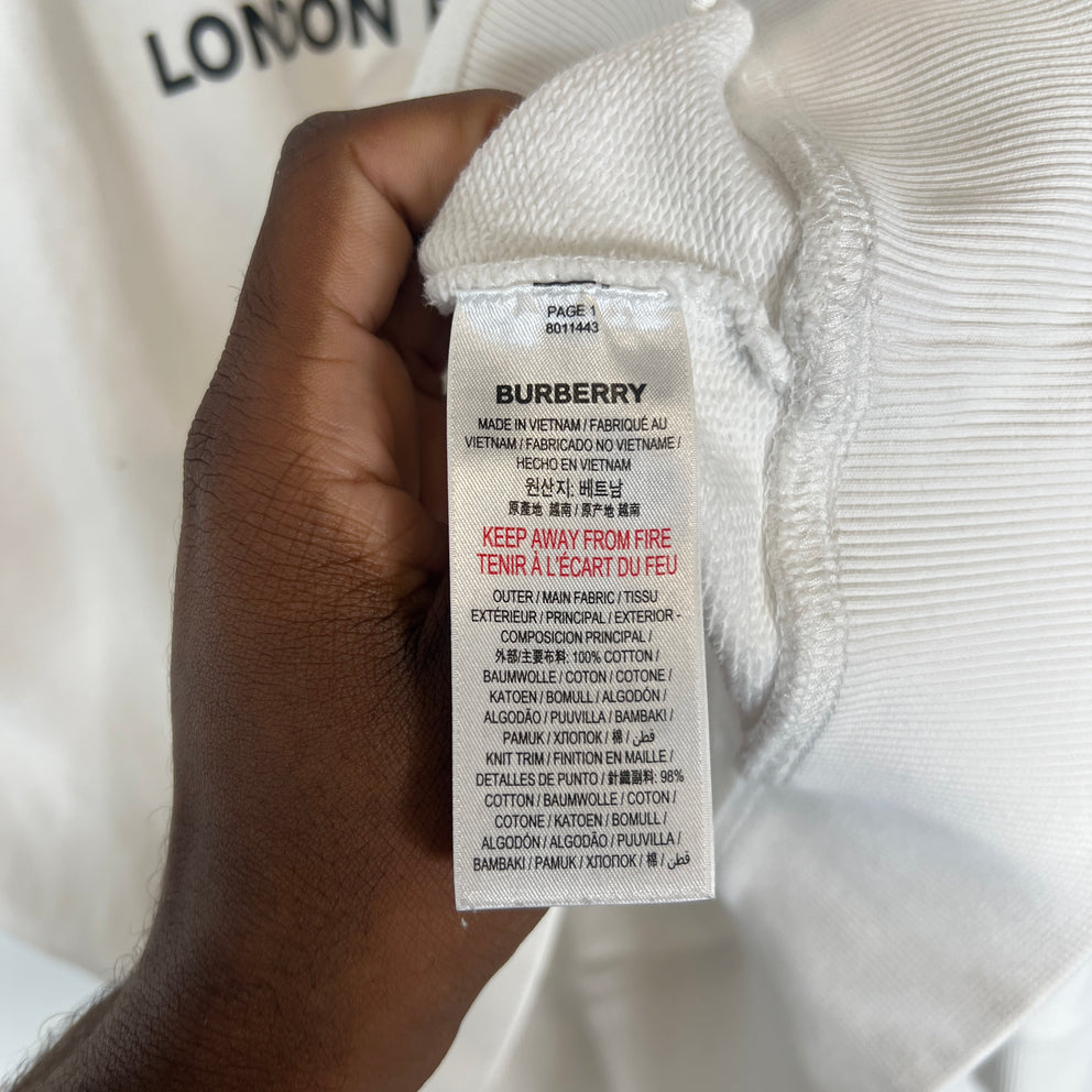 Burberry White Logo Sweater Size L
