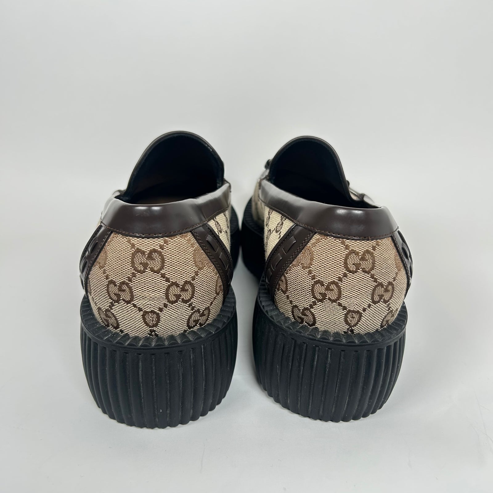 Gucci Beige Horsebit GG Creeper Loafers Size GG 10.5