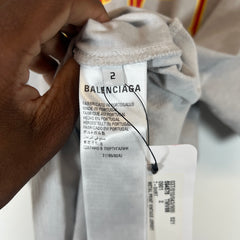 Balenciaga Grey Metal Logo T-Shirt Size 2