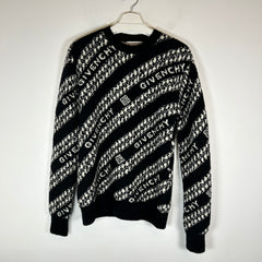 Givenchy Black/White Chain Jacquard Knit Wool Sweater Size S