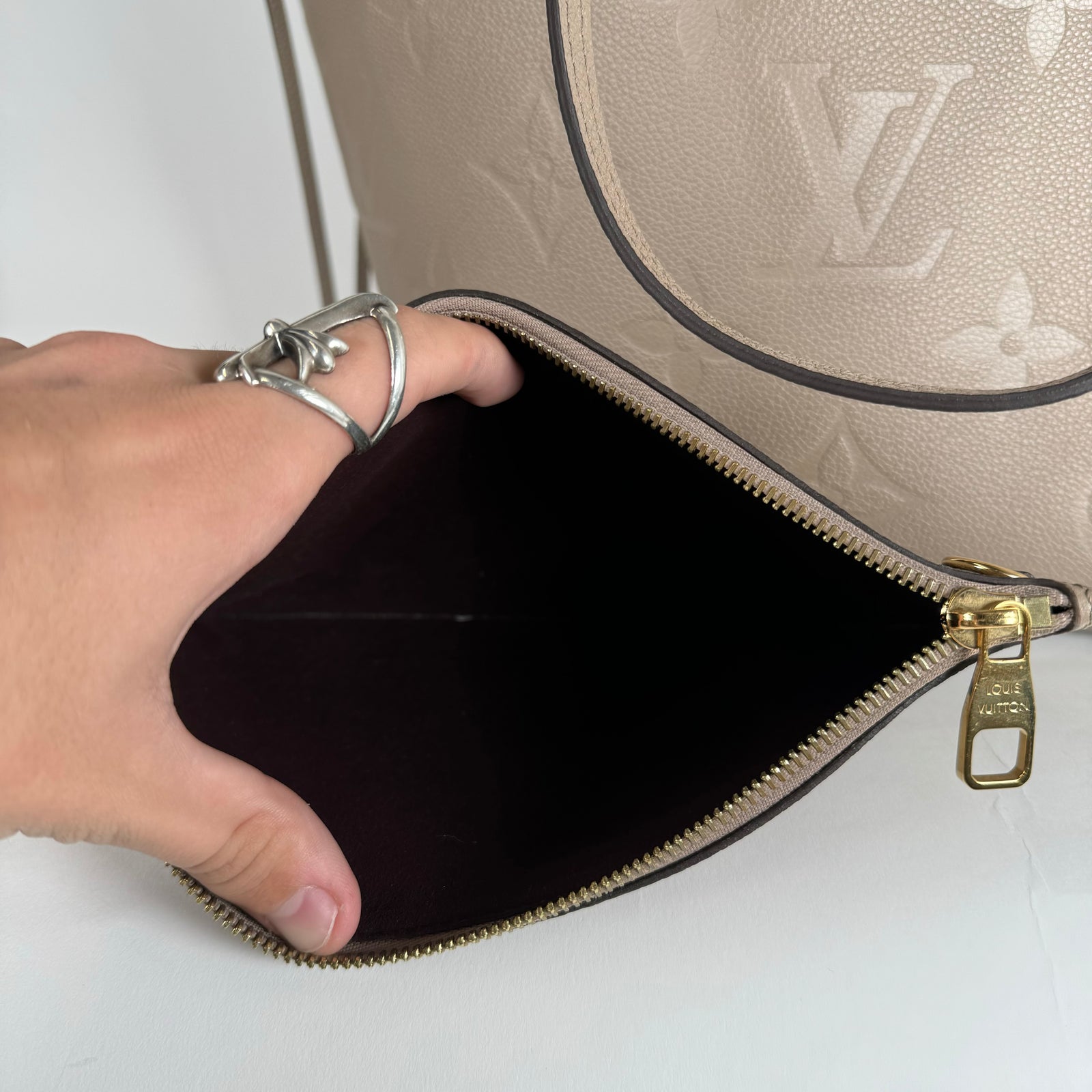 Louis Vuitton Taupe Monogram Empreinte MM Neverfull