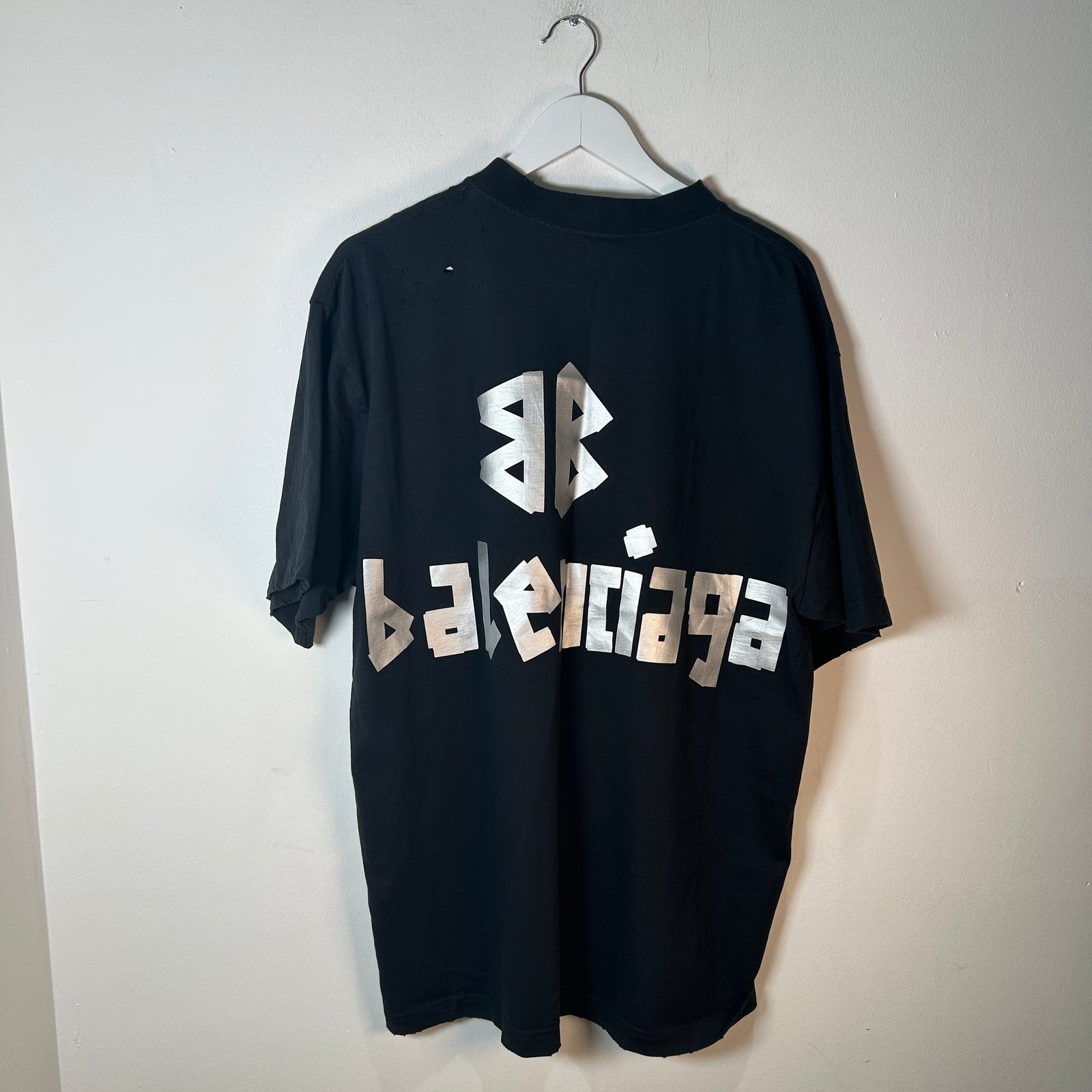Balenciaga Duct Tape Logo Black T-Shirt Size XS