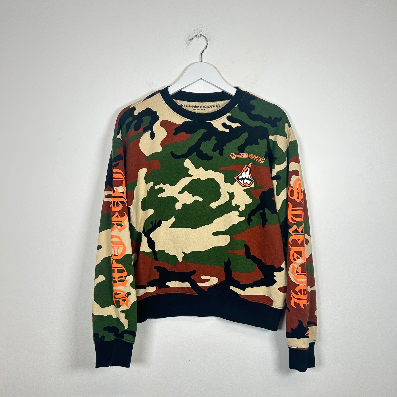 Chrome Hearts Camo Matty Boy Caution Crewneck Size M