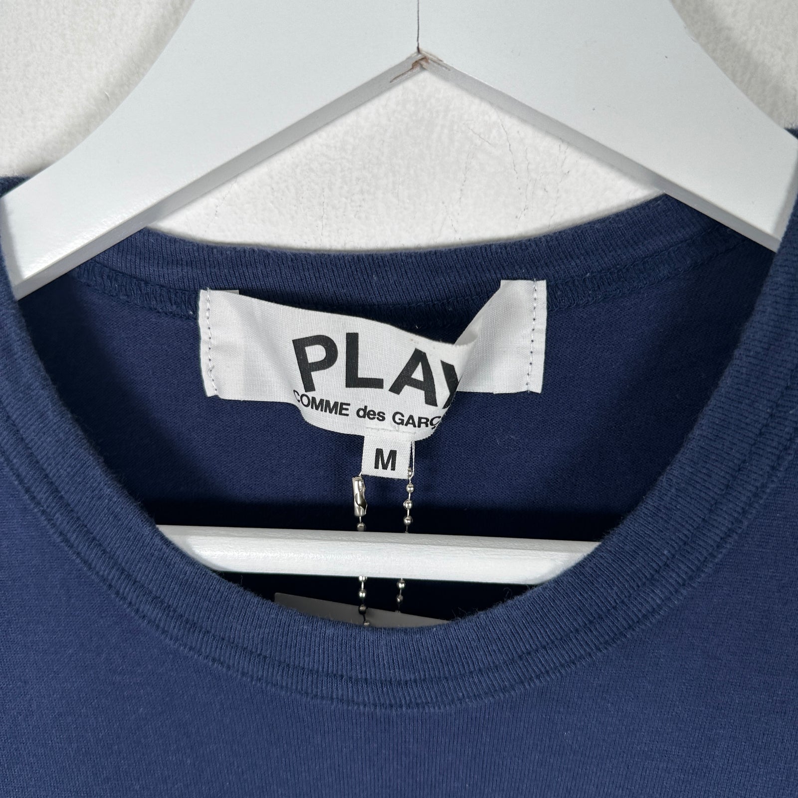 Commes Des Garcon Play Navy Heart Logo T-Shirt Size M